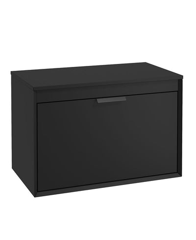 Fjord Wall Hung 80Cm Two Drawer Countertop Unit Matt Black-Matt Black Handles
