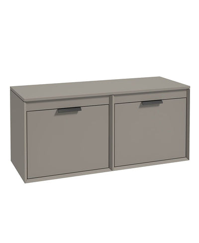 Fjord Wall Hung 120Cm Four Drawer Countertop Unit Matt Khaki-Matt Black Handles