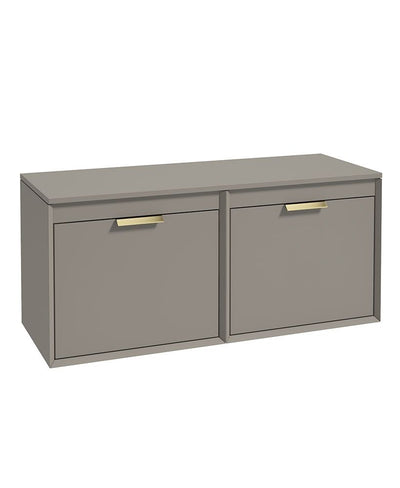 Fjord Wall Hung 120Cm Four Drawer Countertop Unit Matt Khaki-Brushed Gold Handles