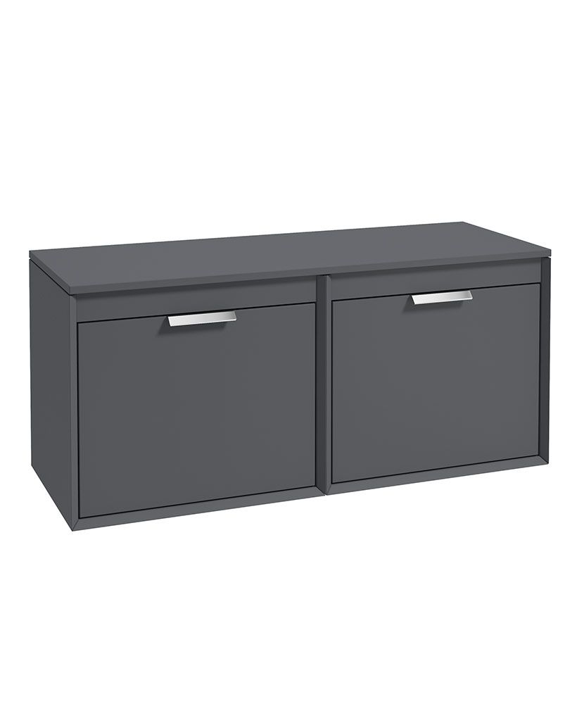 Fjord Wall Hung 120Cm Four Drawer Countertop Unit Matt Midnight Grey-Brushed Chrome Handles