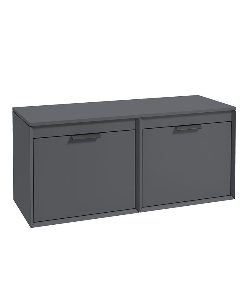 Fjord Wall Hung 120Cm Four Drawer Countertop Unit Matt Midnight Grey-Matt Black Handles