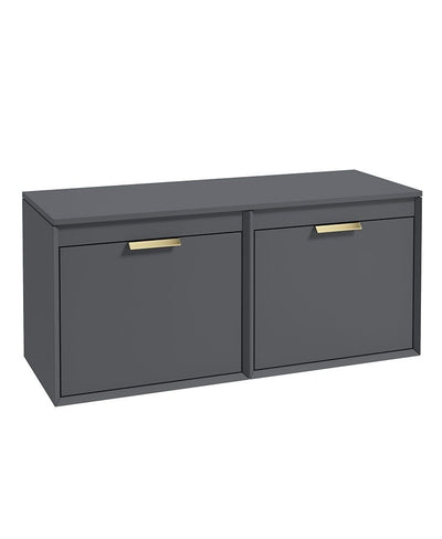 Fjord Wall Hung 120Cm Four Drawer Countertop Unit Matt Midnight Grey-Brushed Gold Handles