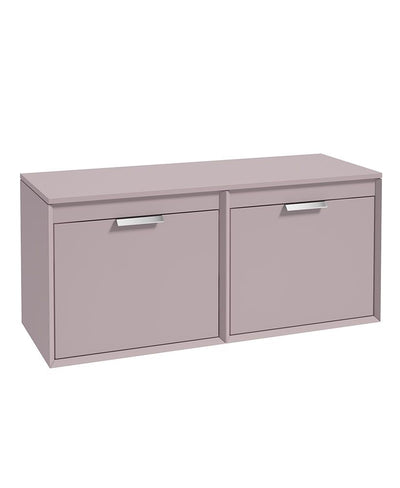 Fjord Wall Hung 120Cm Four Drawer Countertop Unit Matt Cashmere Pink-Brushed Chrome Handles