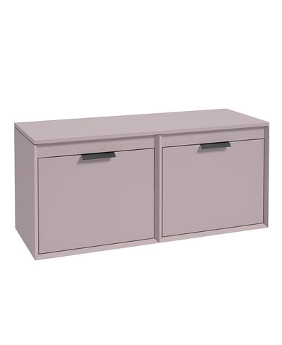 Fjord Wall Hung 120Cm Four Drawer Countertop Unit Matt Cashmere Pink-Matt Black Handles