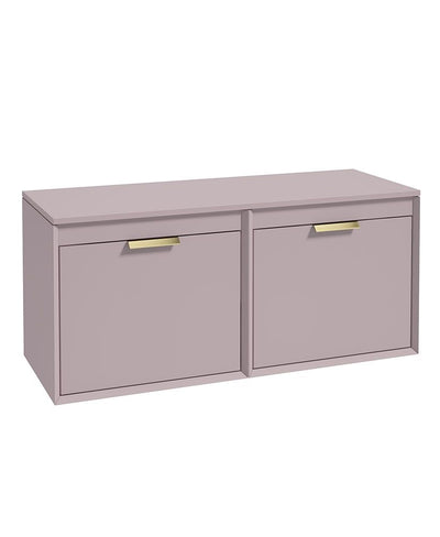 Fjord Wall Hung 120Cm Four Drawer Countertop Unit Matt Cashmere Pink-Brushed Gold Handles