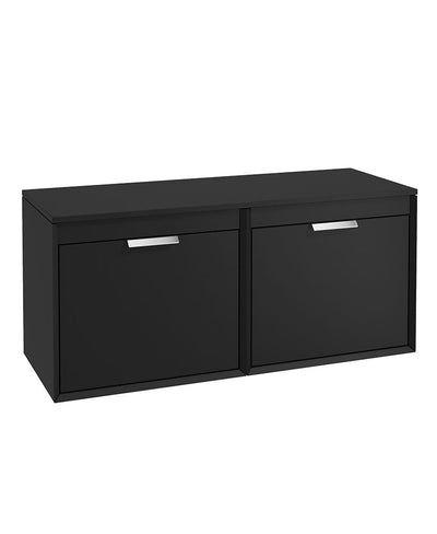 Fjord Wall Hung 120Cm Four Drawer Countertop Unit Matt Black-Brushed Chrome Handles