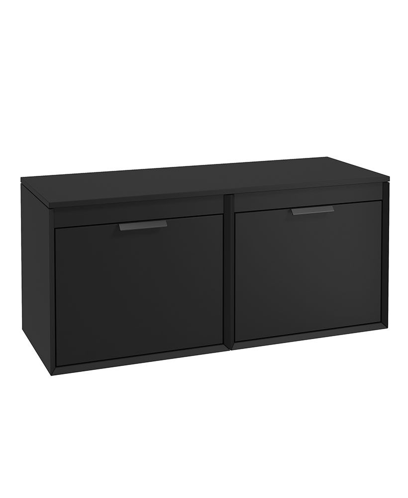 Fjord Wall Hung 120Cm Four Drawer Countertop Unit Matt Black-Matt Black Handles