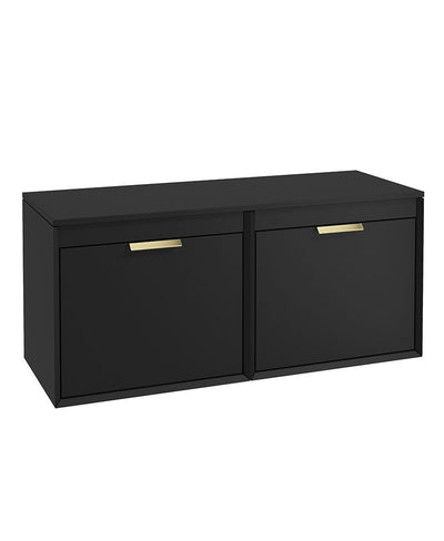Fjord Wall Hung 120Cm Four Drawer Countertop Unit Matt Black-Brushed Gold Handles