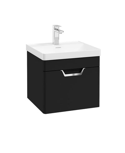 Freya Wall Hung 50Cm Single Drawer Unit Matt Black-Chrome Handle
