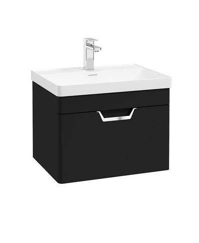 Freya Wall Hung 60Cm Single Drawer Unit Matt Black-Chrome Handle
