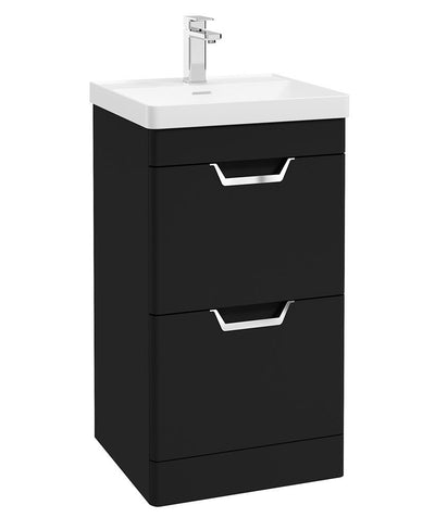 Freya Floorstanding 50Cm Two Drawer Unit Matt Black-Chrome Handles