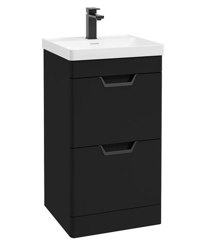 Freya Floorstanding 50Cm Two Drawer Unit Matt Black-Black Handles