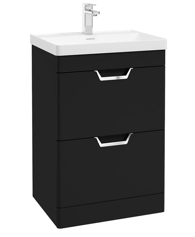 Freya Floorstanding 60Cm Two Drawer Unit Matt Black-Chrome Handles