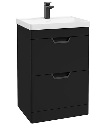 Freya Floorstanding 60Cm Two Drawer Unit Matt Black-Black Handles