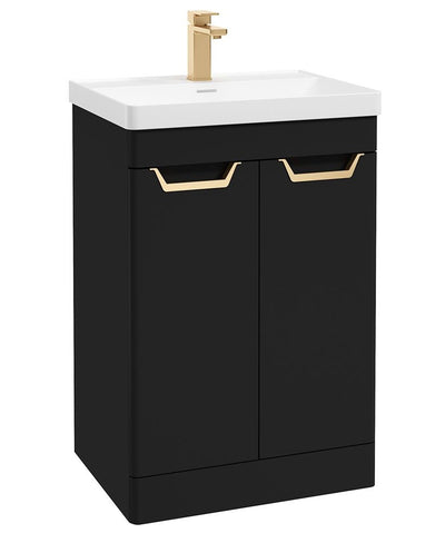 Freya Floorstanding 60Cm Two Door Unit Matt Black-Gold Handles
