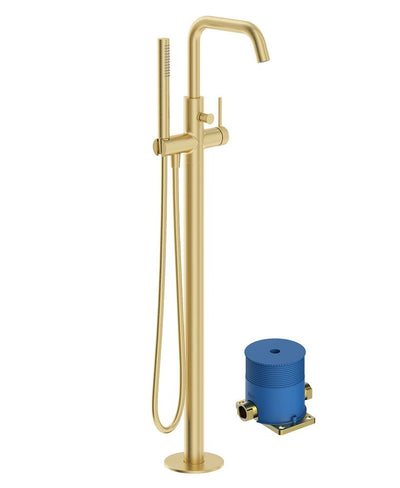 Alita Floorstanding Bath Shower Mixer Brushed Gold