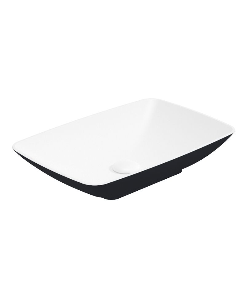 Skal Rectangle 60Cm Countertop Basin White-Black & Waste