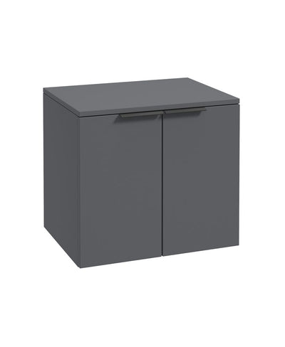 Stockholm Wall Hung 60Cm Two Door Countertop Unit Matt Midnight Grey-Matt Black Handles