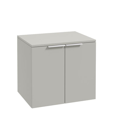 Stockholm Wall Hung 60Cm Two Door Countertop Unit Matt Arctic Grey-Brushed Chrome Handles