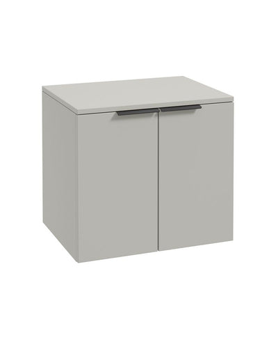 Stockholm Wall Hung 60Cm Two Door Countertop Unit Matt Arctic Grey-Matt Black Handles