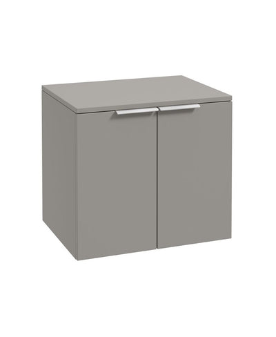 Stockholm Wall Hung 60Cm Two Door Countertop Unit Matt Khaki-Brushed Chrome Handles