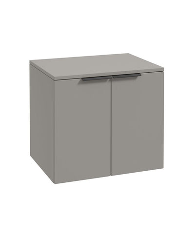 Stockholm Wall Hung 60Cm Two Door Countertop Unit Matt Khaki-Matt Black Handles
