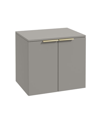 Stockholm Wall Hung 60Cm Two Door Countertop Unit Matt Khaki-Brushed Gold Handles