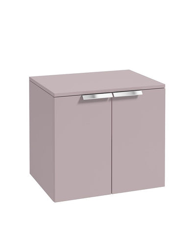 Stockholm Wall Hung 60Cm Two Door Countertop Unit Matt Cashmere Pink-Brushed Chrome Handles