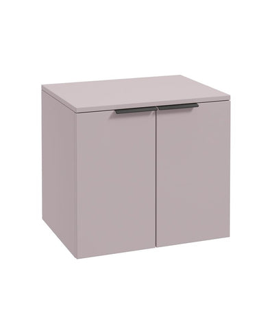 Stockholm Wall Hung 60Cm Two Door Countertop Unit Matt Cashmere Pink-Matt Black Handles