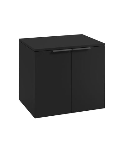 Stockholm Wall Hung 60Cm Two Door Countertop Unit Matt Black-Matt Black Handles