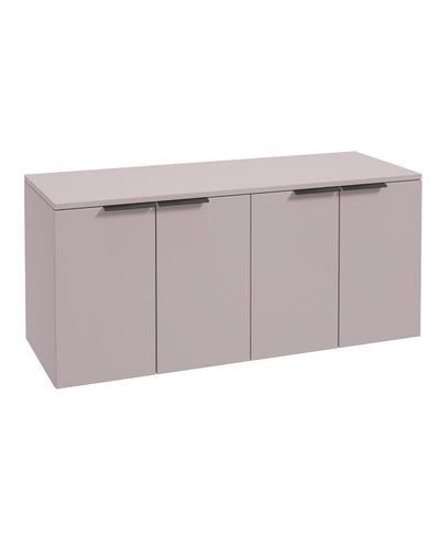 Stockholm Wall Hung 120Cm Four Door Countertop Unit Matt Cashmere Pink-Matt Black Handle