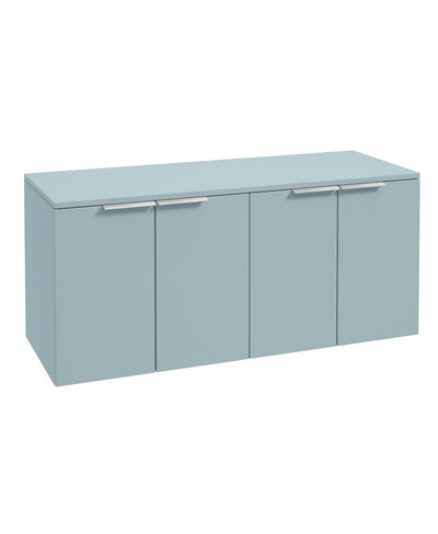 Stockholm Wall Hung 120Cm Four Door Countertop Unit Matt Morning Sky Blue-Brushed Chrome Handle