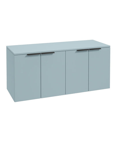 Stockholm Wall Hung 120Cm Four Door Countertop Unit Matt Morning Sky Blue-Matt Black Handle