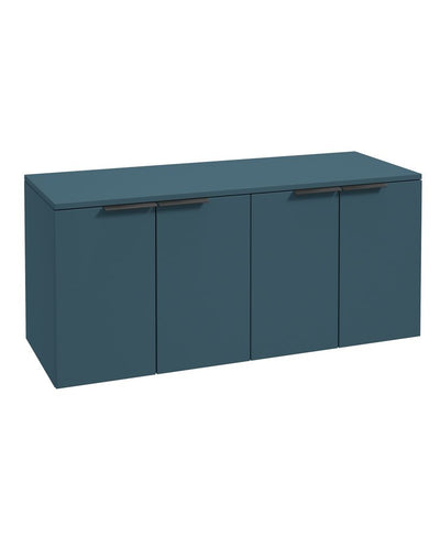 Stockholm Wall Hung 120Cm Four Door Countertop Unit Matt Ocean Blue-Matt Black Handle