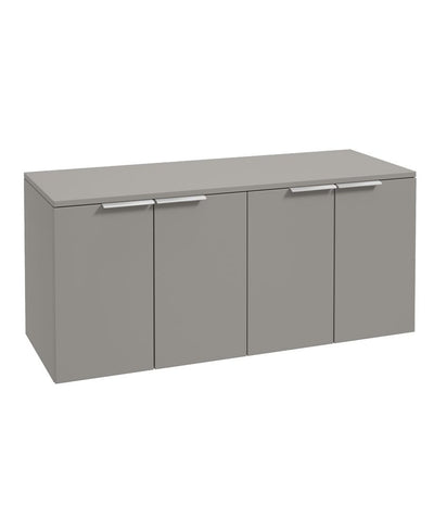 Stockholm Wall Hung 120Cm Four Door Countertop Unit Matt Khaki-Brushed Chrome Handle