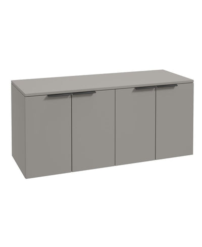 Stockholm Wall Hung 120Cm Four Door Countertop Unit Matt Khaki-Matt Black Handle