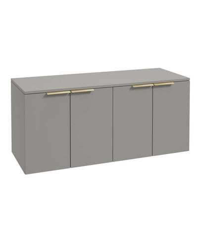 Stockholm Wall Hung 120Cm Four Door Countertop Unit Matt Khaki-Brushed Gold Handle