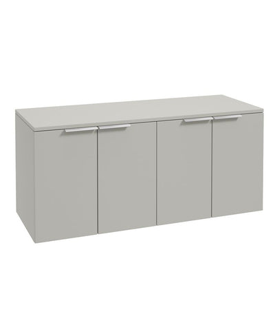 Stockholm Wall Hung 120Cm Four Door Countertop Unit Matt Arctic Grey-Brushed Chrome Handle