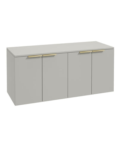 Stockholm Wall Hung 120Cm Four Door Countertop Unit Matt Arctic Grey-Brushed Gold Handle