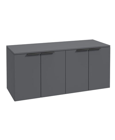 Stockholm Wall Hung 120Cm Four Door Countertop Unit Matt Midnight Grey-Matt Black Handle
