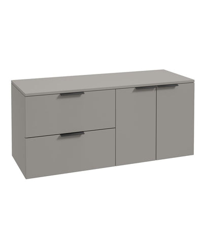 Stockholm Wall Hung 120Cm Two Drawer/Two Door Countertop Unit Matt Khaki-Matt Black Handles