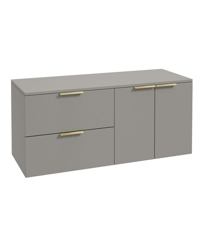 Stockholm Wall Hung 120Cm Two Drawer/Two Door Countertop Unit Matt Khaki-Brushed Gold Handles