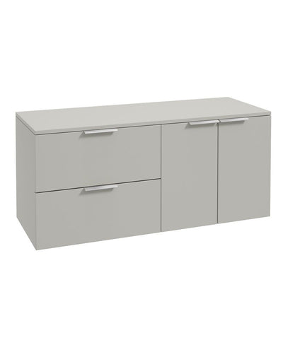 Stockholm Wall Hung 120Cm Two Drawer/Two Door Countertop Unit Matt Arctic Grey-Brushed Chrome Handles