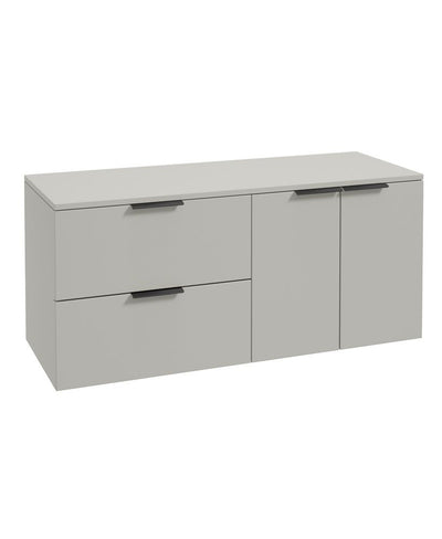 Stockholm Wall Hung 120Cm Two Drawer/Two Door Countertop Unit Matt Arctic Grey-Matt Black Handles