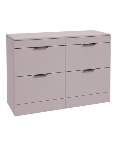 Stockholm Floorstanding 120Cm Four Drawer Countertop Unit Matt Cashmere Pink-Matt Black Handle