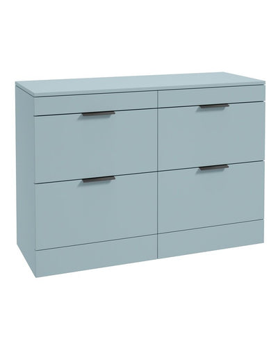 Stockholm Floorstanding 120Cm Four Drawer Countertop Unit Matt Morning Sky Blue-Matt Black Handle