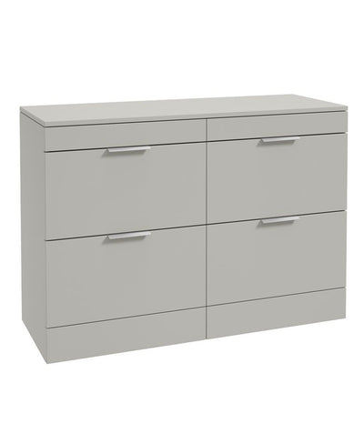 Stockholm Floorstanding 120Cm Four Drawer Countertop Unit Matt Arctic Grey-Brushed Chrome Handle
