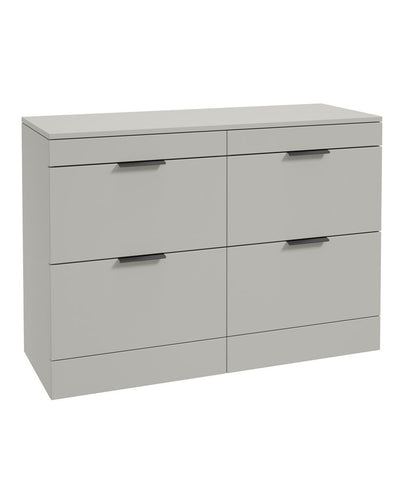 Stockholm Floorstanding 120Cm Four Drawer Countertop Unit Matt Arctic Grey-Matt Black Handle