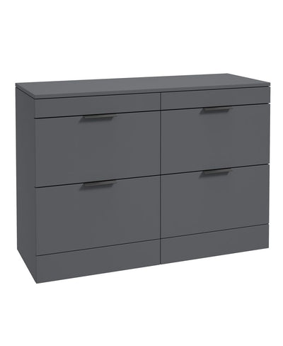 Stockholm Floorstanding 120Cm Four Drawer Countertop Unit Matt Midnight Grey-Matt Black Handle