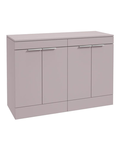 Stockholm Floorstanding 120Cm Four Door Countertop Unit Matt Cashmere Pink-Brushed Chrome Handle